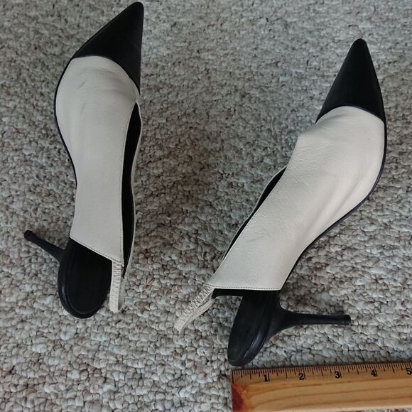Narciso Rodriguez Black and Cream White slingback pumps size 38.5 - Picture 5 of 12